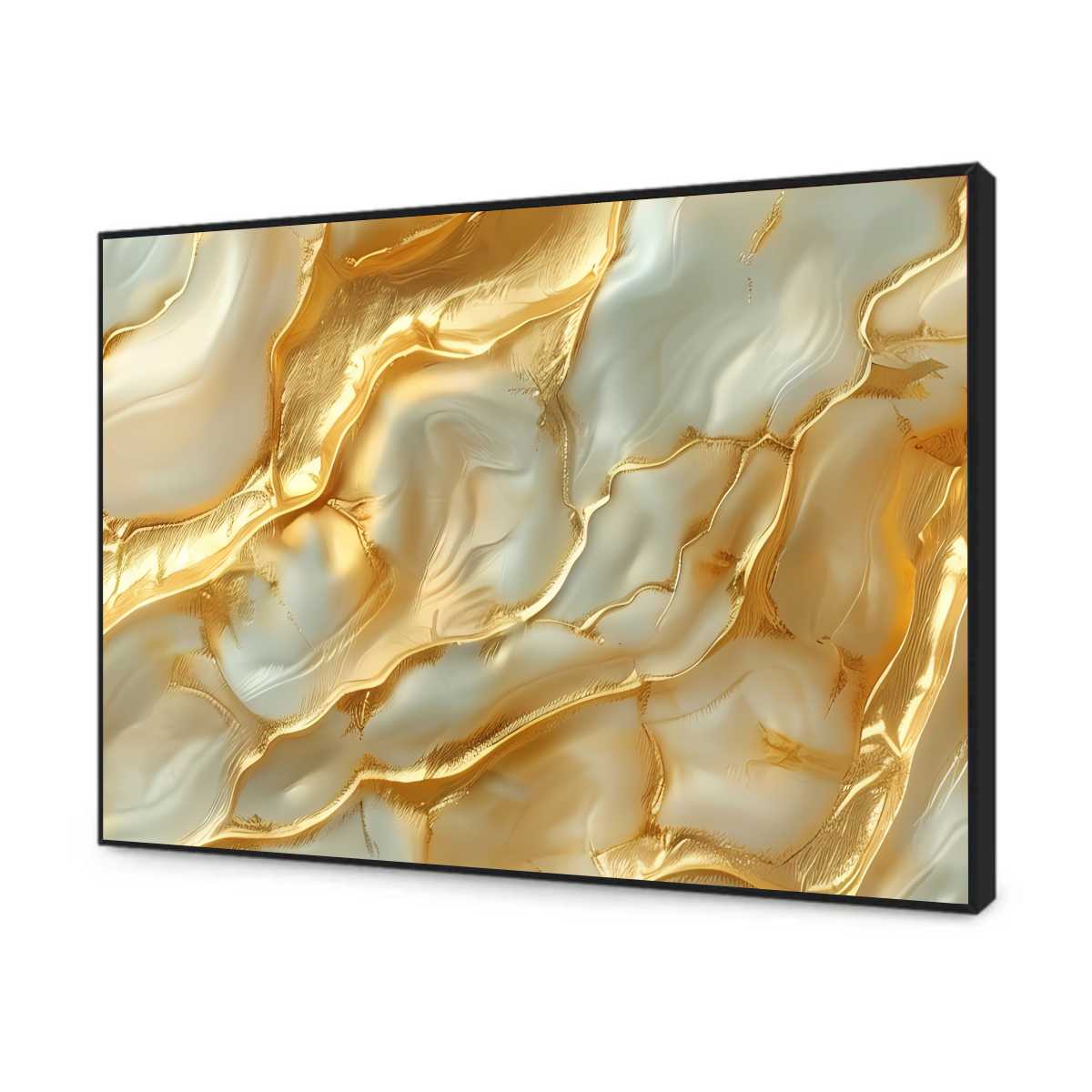 Quadro Decorativo Abstrato Ouro e Branco Luxuoso